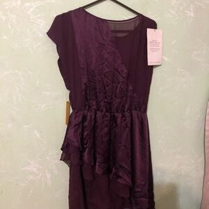 Alice + Olivia Purple Asymmetrical Ruffled Cocktail Dress